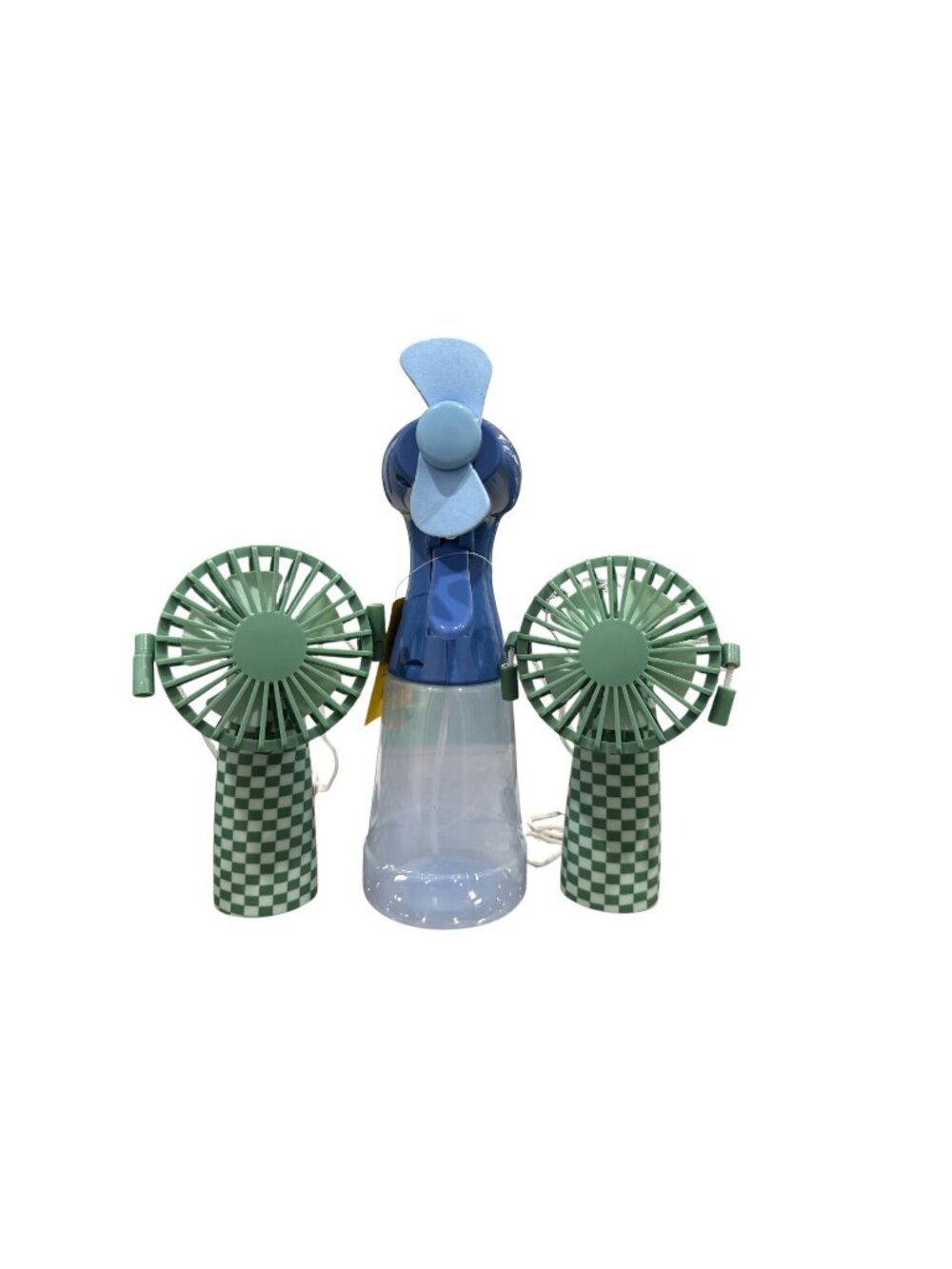 Sun Squad Spray Fan And 2 Rechargeable Portable Fans With Straps Blue And Green